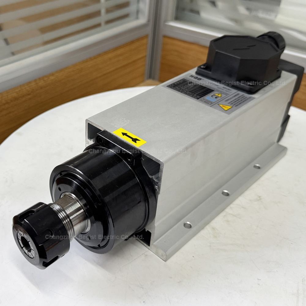 3.5KW ER25 Air Cooling Square Spindle 220V 380V 3phase 18000rpm with Terminal Box Aviation CNC Engraving Router HQD Inverter