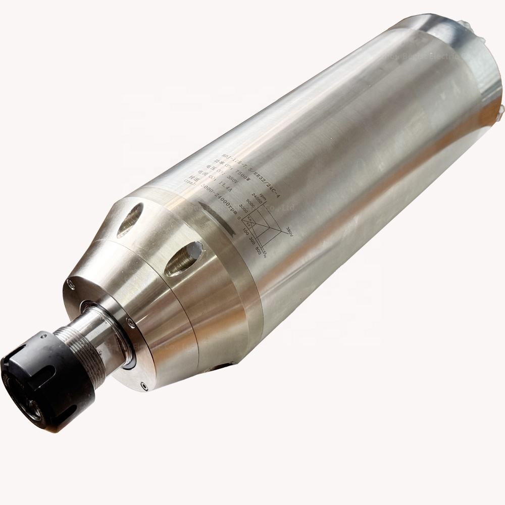 7.5kw ER32 D125 220V/380V Water Cooled Spindle Wood Working Bullet Type Milling Cnc Spindle Motor HDJ-125-7.5